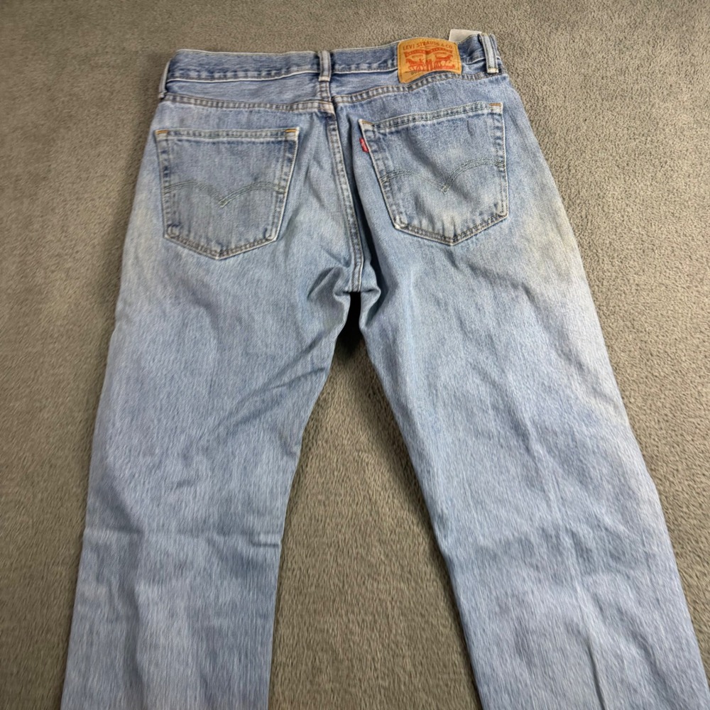 Levis 505 Regular Fit Straight Leg Light Wash Blue Denim Jeans Mens 34x32